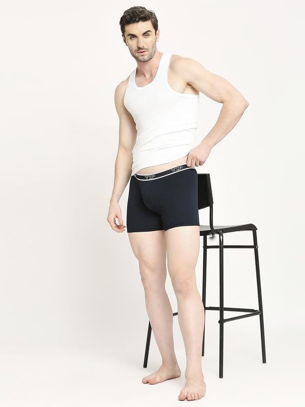 Image of VIP Advanta 100% Ribbed Cotton Fabric Trunk Combo Set for Mens with Covered Elastic Waistband