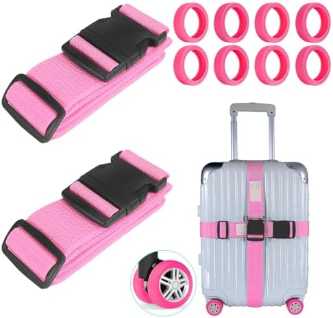 HORREX 8x Silikon Gepäckradabdeckungen - Kofferschutz Vor Kratzern In Orange, Schwarz, Grau, Lila