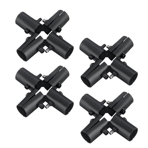 Lot de 4 connecteurs de tuyau structurels à angle droit à 6 voies pour rails de chaîne en acier pour tube rond de 25 mm (noir)