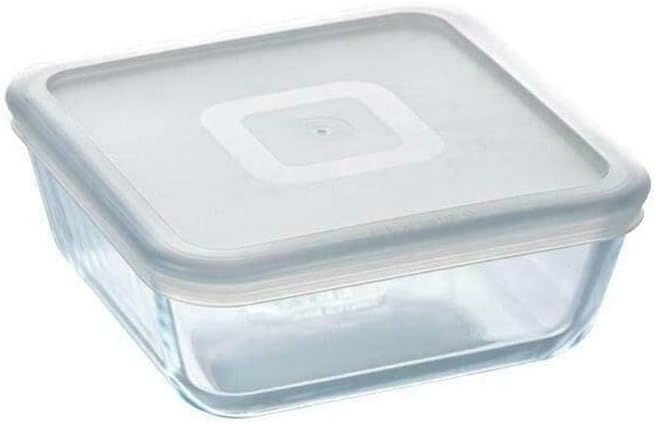 Pyrex Microwave Safe Classic Square Glass Dish with Plastic Lid 2.0 Litre White