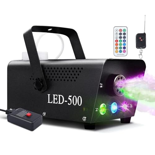 Máquina de humo con luces LED de 3 etapas, control remoto y efecto estroboscópico, 12 colores miniatura 1