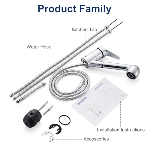Namuoto Küchenarmatur Ausziehbar, 360° Drehbar Wasserhahn Küche, Spültischarmatur Küche mit Säulentyp Wasserauslass und Duschwasserauslass 2 Modus, Einhandmischer Mischbatterie für Küche Chrom