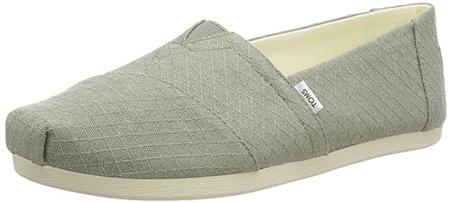 Image of TOMS Women's Alpargata CloudBound Espadrille Loafer Flat, Vetiver Gray Diamonds Refibra Woven Sunprint, 9