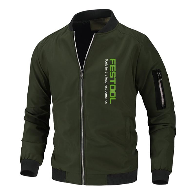 USRUTIUD Herren Casual Baseball Kleidung Frühling/Herbst Fes.t_ool Gedruckt Outdoor Casual Sport Jacken (dark green,M)