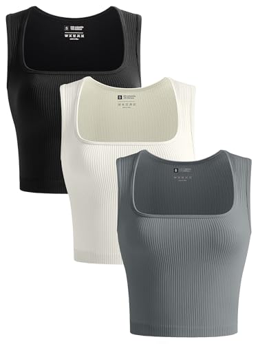 50% Off OLCHEE Women's 3-Pack Seamless Crop Tank Tops