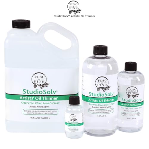 Tusc & Pine StudioSolv™ Odorless Mineral Spirits 3.4oz (100ml) - Purified Odor-Free Spirit Solvent for Thinning Oils, Artists, Painting Thinner, Professionals, & More!