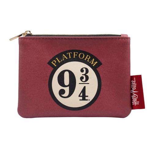 Image of Half Moon Bay | Harry Potter | Platform 9 3/4 Coin Purse | Small Zip Purse for Women | PU Leather Wallet | Red and Black | Harry Potter Gifts for Girls and Women
