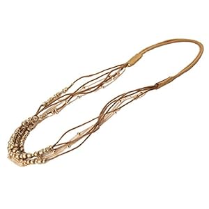 Justfox hoofdband bohemian met gekleurde kralen en gouden ketting,