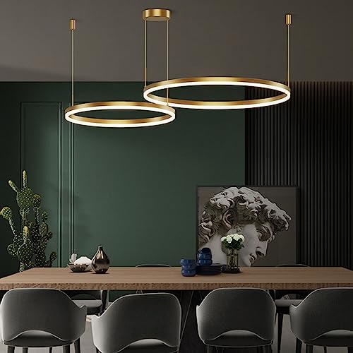 Lustre LED 4 anneaux or antique : l'éclairage modulable du salon - 4