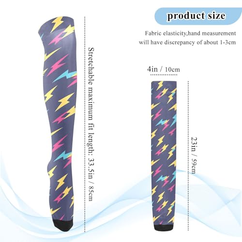 Colorful Lightning Dark Blue Thigh High Socks Long Boot Stockings Elastic Knee High Socks for Women Leg Warmers3