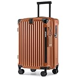 Joyway Carry On Luggage, Expandable Suitcase with Smart Cup Holder and USB Port, 20 IN Hardside Checked with TSA Lock Spinner Double Wheels (Brown, Carry-On 20-Inch)