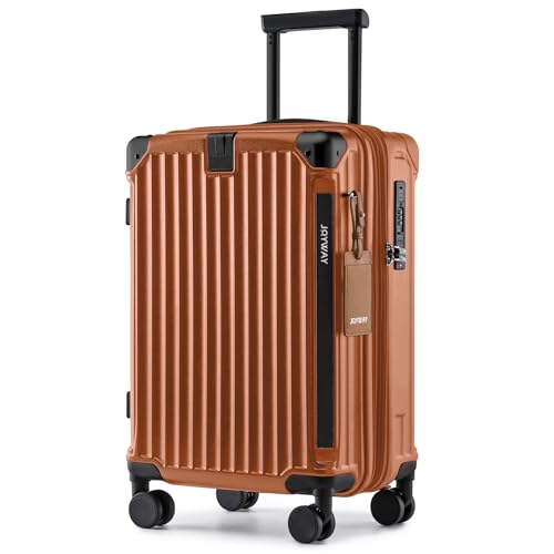 Image of Joyway Carry On Luggage, Expandable Suitcase with Smart Cup Holder and USB Port, 20 IN Hardside Checked with TSA Lock Spinner Double Wheels (Brown, Carry-On 20-Inch)