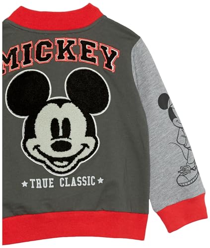 Disney Boys Mickey Mouse French Terry Button Up Varsity Bomber Jacket Toddler to Big Kid3