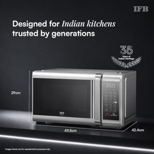 Image of IFB 28 L Convection Microwave with Air Fry, Grill & Multi-Stage Cooking, Fermentation, Homemade Paneer /Ghee Modes, 300 Auto Cook Menus (28SC5, Silver, Weight Defrost, Steam Clean, 10 Power Levels)