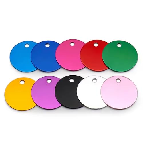 SARAI SHOP - Médaillon Personnalisé pour animaux de compagnie, médaille pour Chien et chat personnalisé, plaque d'identification, nom et téléphone,plusieurs formes et plusieurs coloris (médaille ronde)