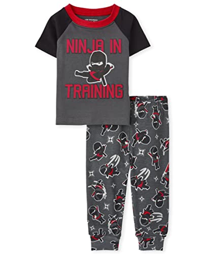 Image of The Children's Place Baby Toddler Boys Short Sleeve Top and Pants Snug Fit Cotton 2 Piece Pajama Sets