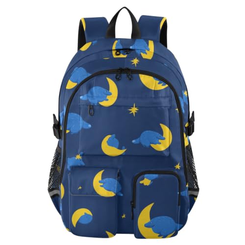Mochila para laptop de 17.5 pulgadas con divertido diseño de ornitorrinco y luna para el colegio