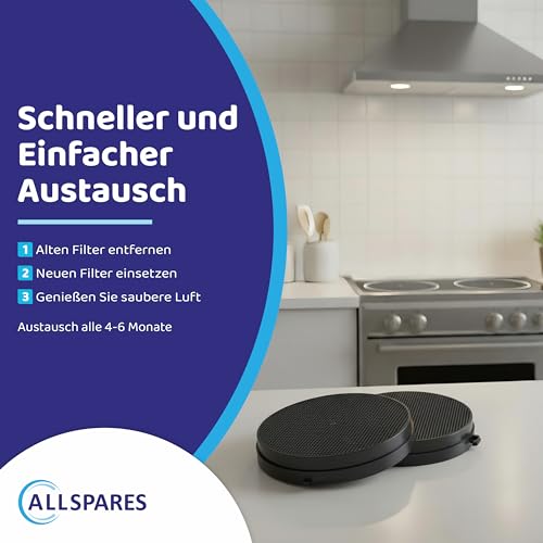 2x AllSpares Aktivkohlefilter für Dunstabzugshauben geeignet für Falmec Nr. 6, 103050091, 114163 | Airlux CR2000 | Ø168mm