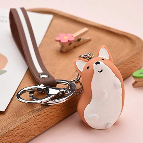 Preisvergleich Produktbild HGFJG Paare Tasche Ornament Fox Schlüsselbund Cartoon Haustier Tier Schlüsselring Anhänger Silikon Seil Schlüsselhalter Frauen Geschenk