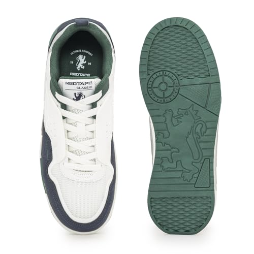 Image of Red Tape Men's Sneakers White Blue Pu Mesh TPU Round Toe Lace-Up