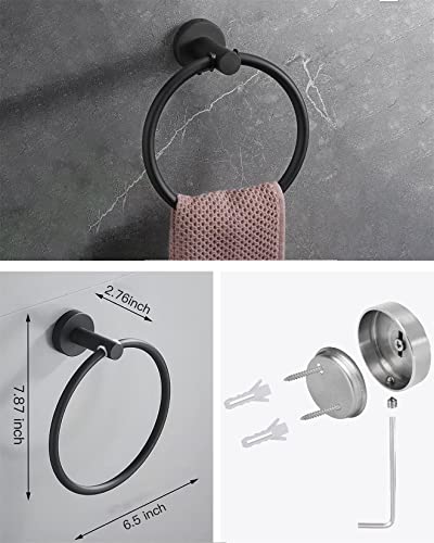 Butterfly Toilet Paper 8 Rolls Holder Stand Towel Ring Wall Mount Toilet Roll Paper Holder & 2 Pack Holder Towel Hooks, 5 Piece Matte Black Bathroom Hardware Accessoires Set, Toilet Paper Organizer #TOP4