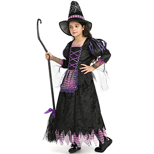 Doxrmuru Halloween Girls Fairytale Witch Costume With Witches Hat (Purpe, 3-4T) #TOP2