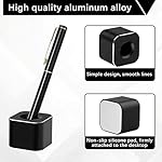 2 Pieces Metal Pen Stand Square Single Pen Holder Base Aluminum Student Desk Organizer for Desk Desktop Toothbrush Stand Holder Display for Home Office Students Teachers(Black) - Image 3