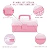 Flower River 11(in) Versatile Three-Layer Folding Organizer Box,Ideal for Art & Crafts,Toys,Sewing Supplies,Jewelry and Tools,Storage with Dual Trays,Elegant Pink #2