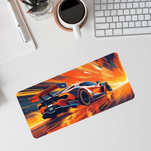 Image of Moto Edition Desk Mat 23x11 Inch - Racing-Themed Keyboard & Mouse Pad for Office, Home & Gaming | Non-Slip Rubber Base, Waterproof Surface, Supercar & Bike Inspired Table Mat (Speed Flame)