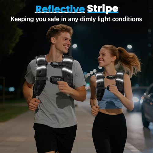 Weighted Vest, 6lb/8lb/12lb/16lb/20lb/30lb for Men, Women with Reflective Stripe, Weight Vests Adjustable for Workout, Strength Training, Running, Fitness, Muscle Building, Weight Loss clearance - Image 4