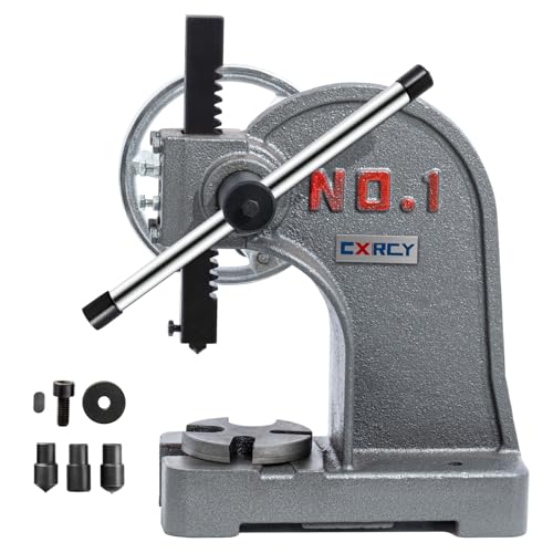 Image of CXRCY Arbor Press 1 Ton with Hand Wheel, Cast Iron Heavy duty Manual Arbor Press 1 Ton, 5.5 inch Maximum Height, Desktop Arbor Press, Metal Punch Press Machine for Stamping Bending Forming Stretching