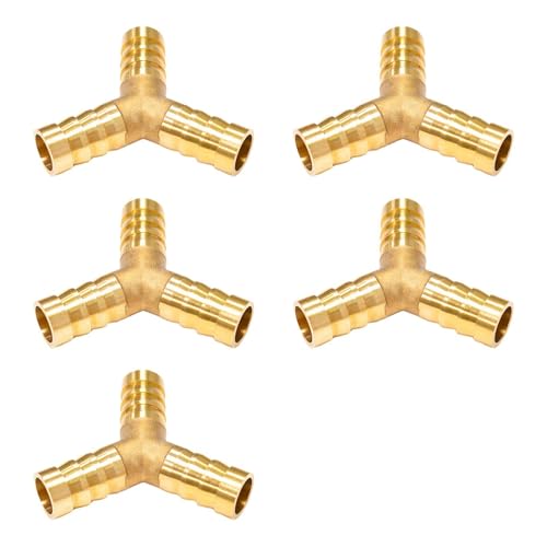 5 Pièces 10 mm Tuyau en Laiton Té Cannelé, 3 Voies en Forme de Y Raccord, Connecteur de Tuyau de Carburant, pour Carburant, Air, Eau, Gazole