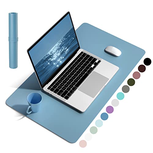 Non-Slip Desk Pad,Mouse Pad,Waterproof PVC Leather Desk Table Protector,Ultra Thin Large Desk Blotter, Easy Clean Laptop Desk Writing Mat for Office Work/Home/Decor(Blue, 23.6" x 13.7")