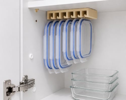 Colgador de Tapas Tupper para Armario – Organizador de Cocina Compatible con IKEA 365+, Pyrex y Otras Marcas de Recipientes Herméticos (Beige)