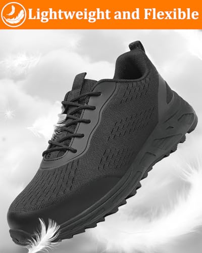 Image of VikoViren Slip On Steel Toe Shoes Men Loafers Safety Work Sneakers | Non Slip, Puncture Proof, Lightweight, Comfortable, Breathable, Indestructible Loafers Construction Shoes, Tennis, Casual