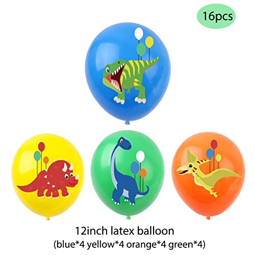 Dinosaur Latex Balloons,16pcs Dinosaur Party Decoration Balloon for Baby Shower Birthday Dino Jungle Jurassic Party Decorations Supplies