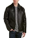 Cole Haan Men's Faux-Leather Jacket, Black, LG