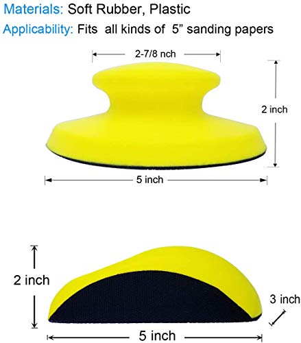 2 Pack Sanding Blocks 5 Inch Hook and Loop Sanding Block Round and Mouse Hand Sanding Block for Wood Furniture Restoration Home Arts and Crafts