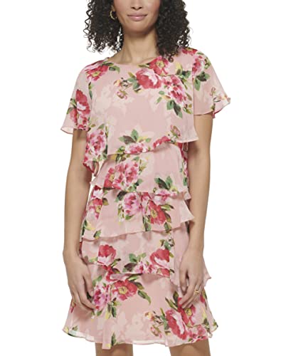 Eliza J Women's Petite Gown Style Twist Waist Chiffon Flutter Sleeve Beaded Vneck Dress, Blush #TOP1
