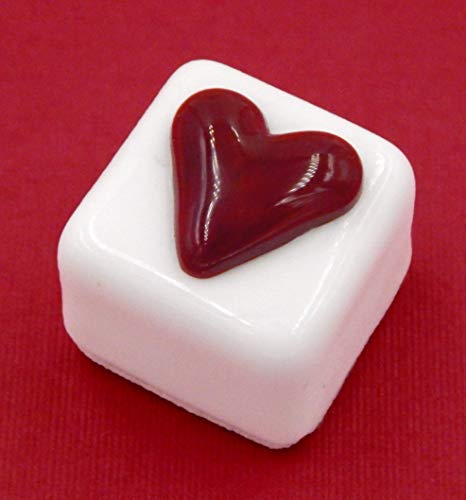 Cherry Red Cube With White Chocolate Heart Handmade Glass Décor (White Chocolate/Cherry) #TOP1