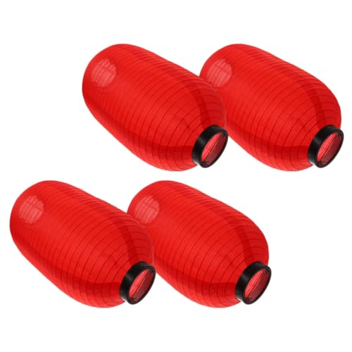 DECHOUS Linternas Colgantes Estilo Chino 4 Unidades 20 CM Faroles Rojos de Tela para Decoración Exterior Jardín Patio Impermeables
