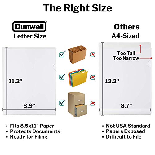 Dunwell Clear Plastic Project Sleeves (6 Pack), 8.5X11" Letter Size, Clear File Folders, L-Type Clear Document Folder, Transparent Folder, See Through Project Sleeves, Acid-Free Poly, Archival Quality #TOP2