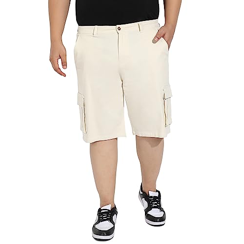 Image of Instafab Plus Men's Cargo Shorts for Casual Wear | 6 Pockets | Plus Size Fit | Button Closure | Cotton Poly Cargo Shorts Crafted with Comfort Fit for Everyday Wear