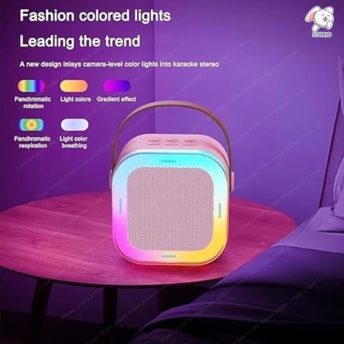 Image of Storio Rechargeable Karaoke Mic with Speaker for Singing | Wireless Bluetooth Microphone with LED Lights | Portable Music Mic for Kids Boys Girls & Adults | Musical Toy & Birthday Gift - Square