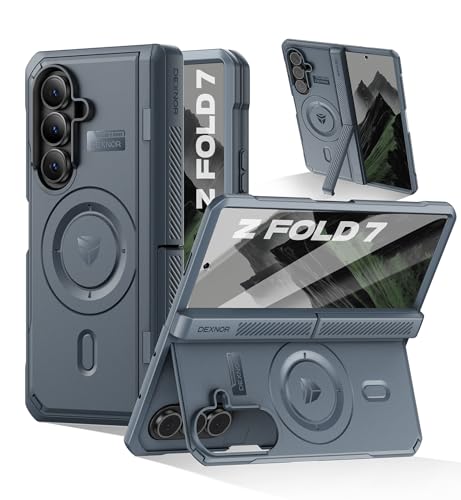 DEXNOR �}�O�l�b�g�Ή� Samsung Galaxy Z Fold 7�p�P�[�X �f���A���L�b�N�X�^���h���t�����g��ʕی�t�B�������q���W�ی�t�� MagSafe�݊��̊��t���{�f�B�o���p�[�P�[�X(�u���[)