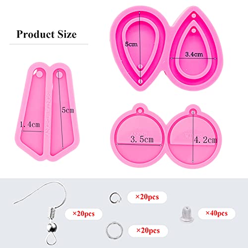 103Pcs Diy Earring Resin Molds Kit - Tear Drop/Quadrangle/Retro Circle Shape Silicone Mold Epoxy Earring Pendant Casting Mould With Silver Earring Hooks For Jewelry Making Supplies, Women Earrings #TOP1