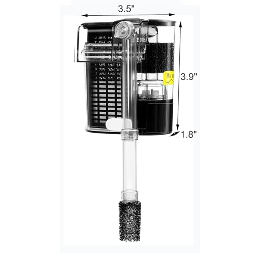 Image of AQUANEAT Aquarium Hang on HOB Power Filter 5 Gallon Rimless Small Fish Tank Filter 90GPH (up to 5Gal)