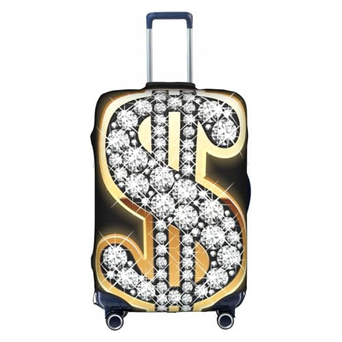 Housse de bagage élastique valise XL blanche motif dollar fermeture éclair