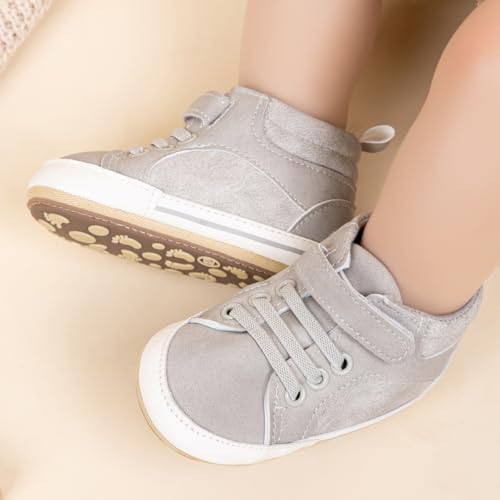 Image of CENCIRILY Baby Boys Girls High Top Sneakers Soft Soles Anti Skid Infant Ankle Shoes Toddler Prewalker First Walking Crib Shoes