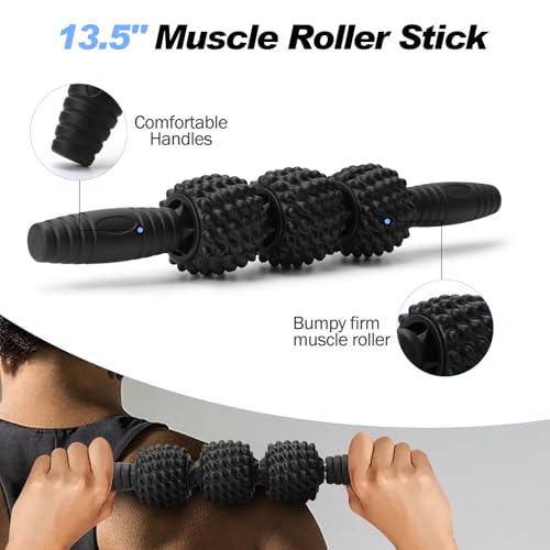 Joyenergy 5-in-1 Foam Roller Set for Deep Tissue Massage, Muscle Pain Relief, Improved Mobility, High-Density Back Roller for Whole Body Relieves Muscle Pain Muscle Massage (Black)